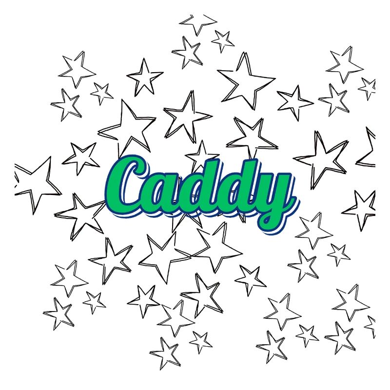 Leuchtender Caddy Schriftzug mit Sternen