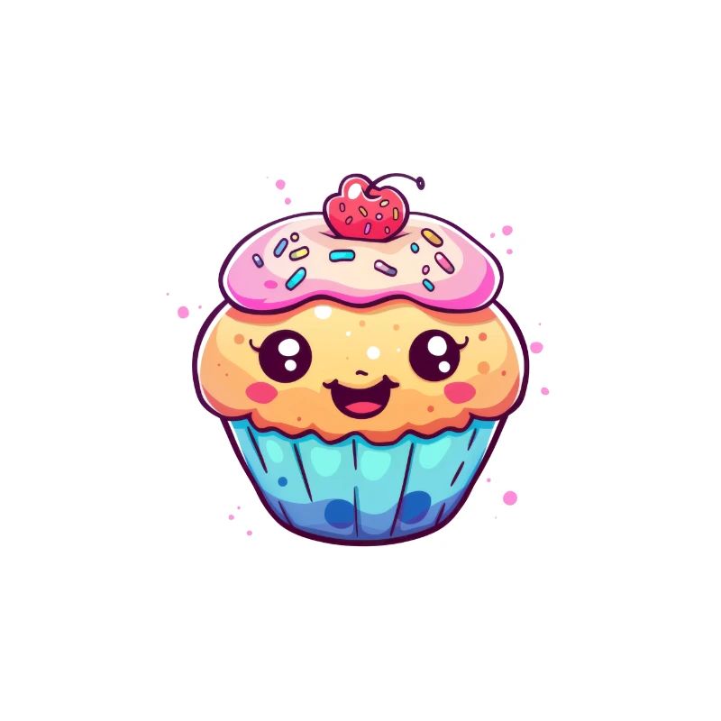 Niedlicher rosa Cupcake mit Erdbeere