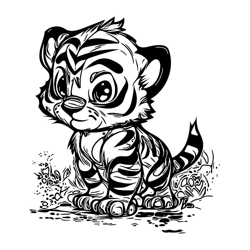 Cute little tiger with cute stripe pattern
