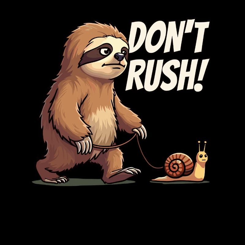 Sloth Saying, Don't Rush, Snail Hiking