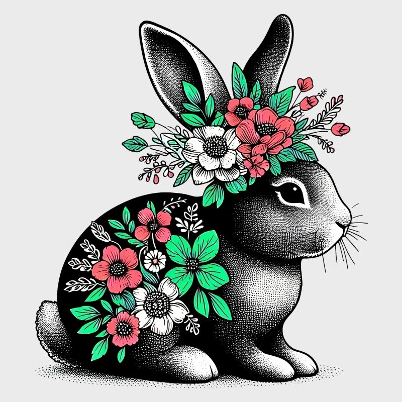 Rabbit with Flowers