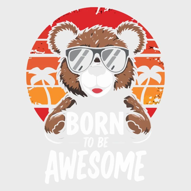 Cute Bear with Sunglasses Sunset Design