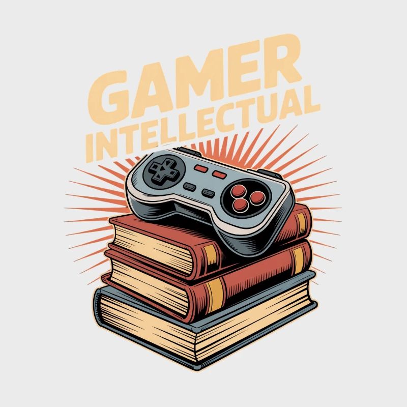 Gamer Intellectual Controller Book Stack