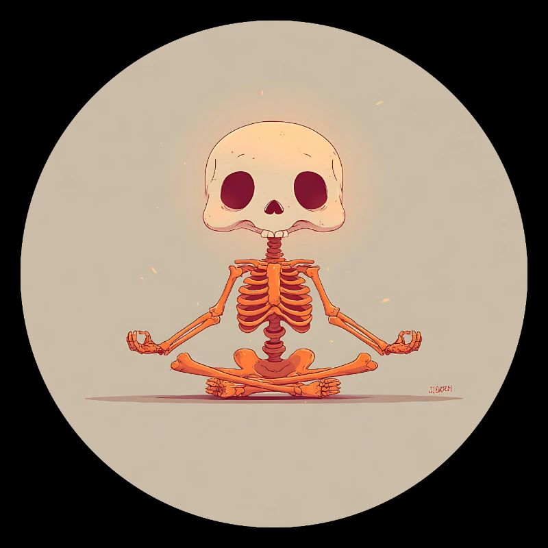 Skeleton Meditation Pose in Orange