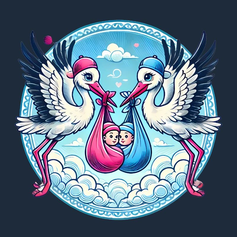 Rosa oder Blauer Storch Baby Bundle Design