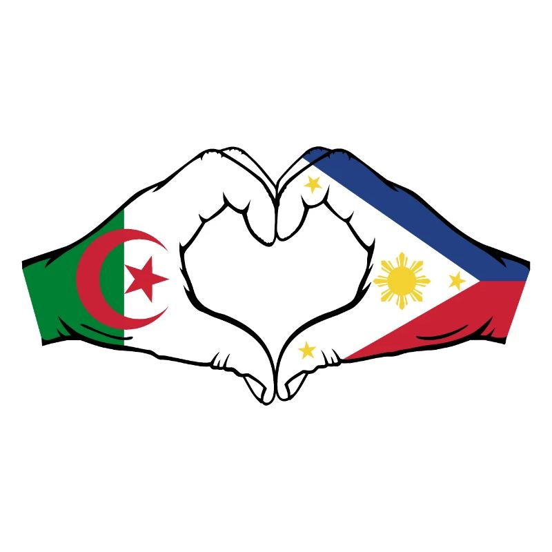 Algérie Philippines Drapeau Mains Coeur Forme