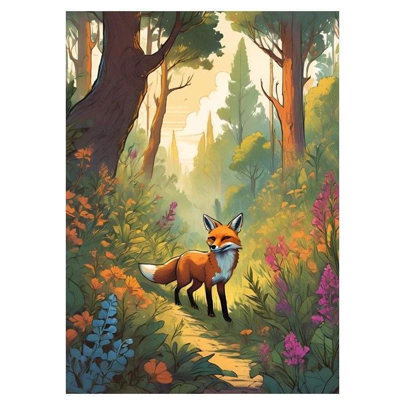 Fuchs im Wald Grün Märchen