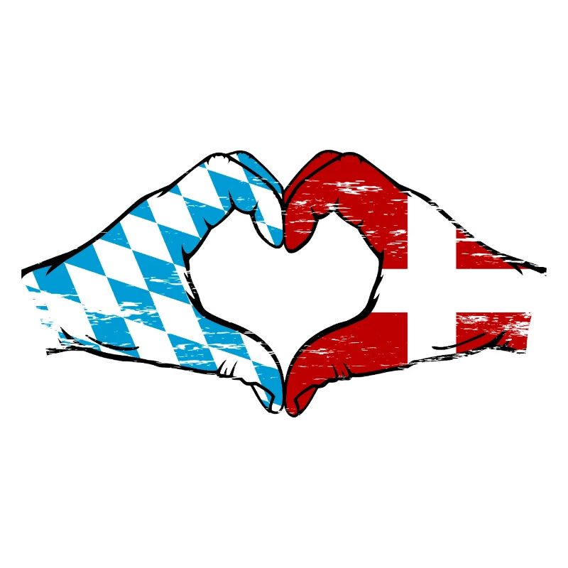 Bavière, Danemark, drapeau, aiguilles, forme de coeur utilisé