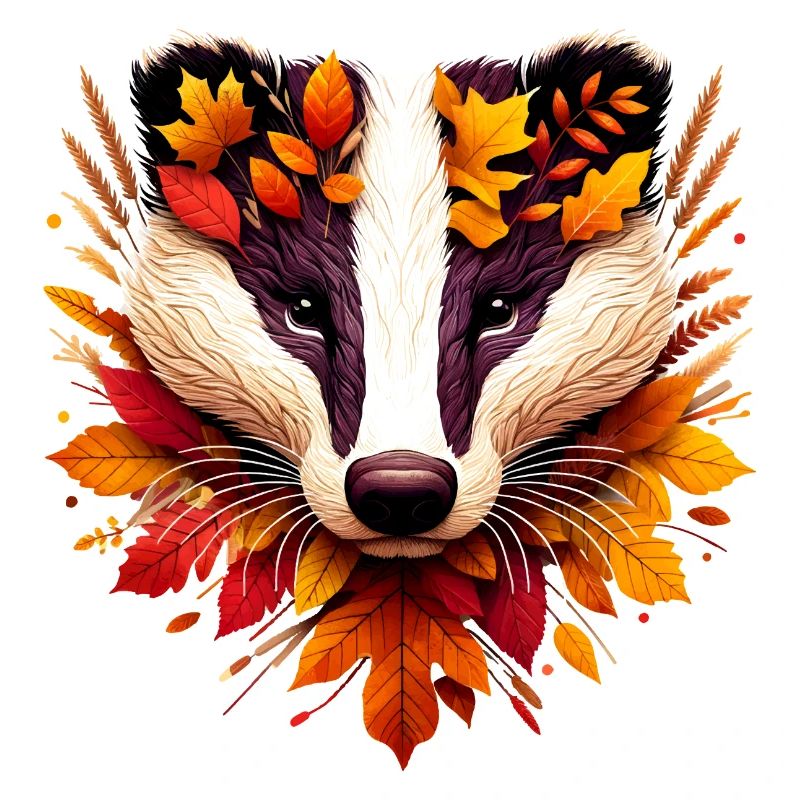 A badger, designed from different leaves