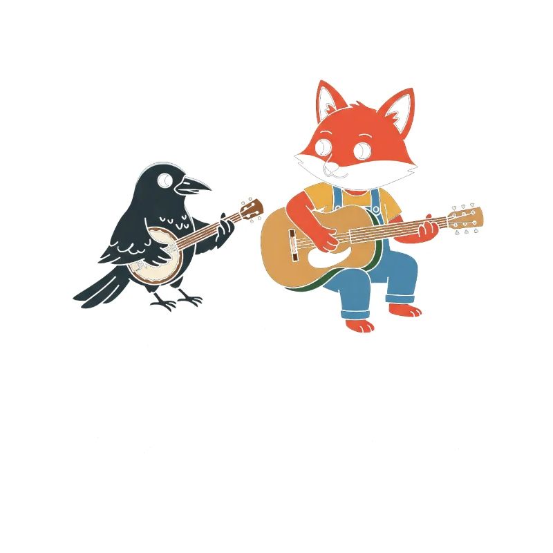 Fox Guitar Crow