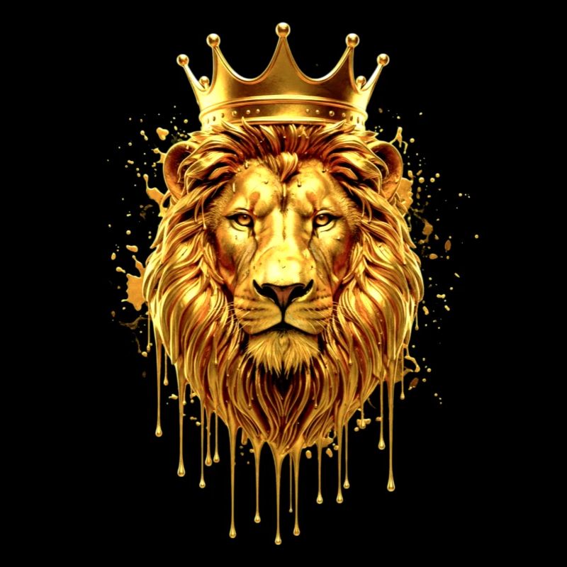 Löwe mit Krone Gold Optik – Majestätisch
