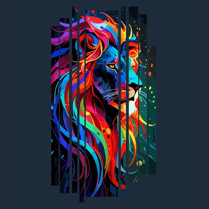 Multicolored Geometric Lion