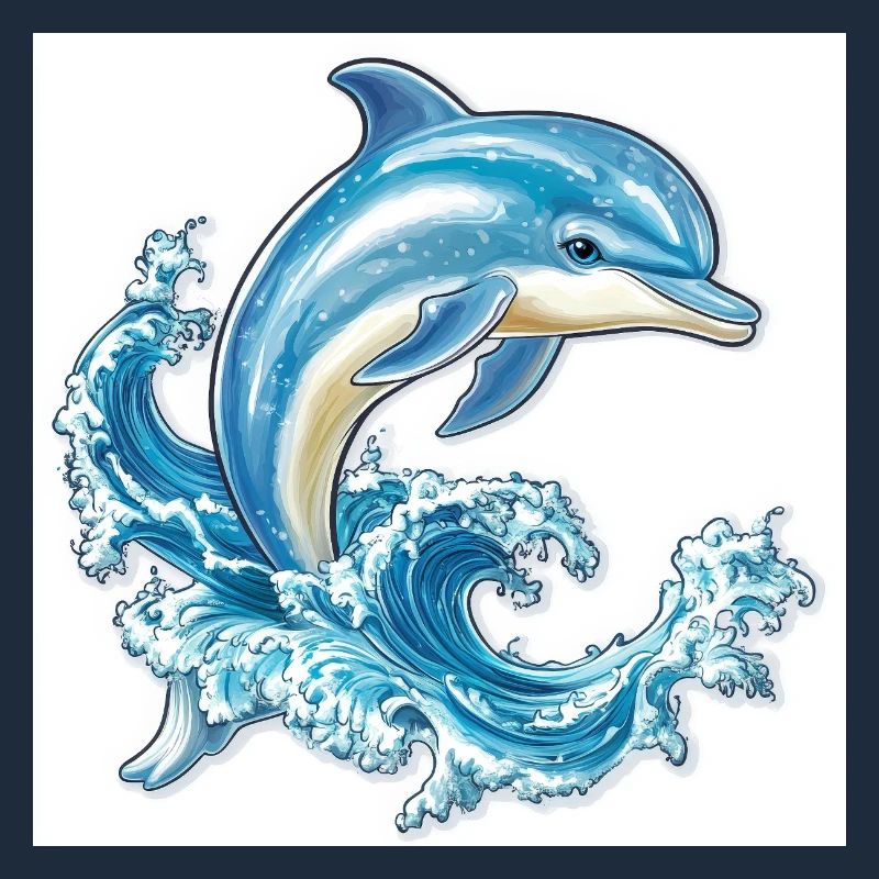 Dolphin jumping through ocean waves