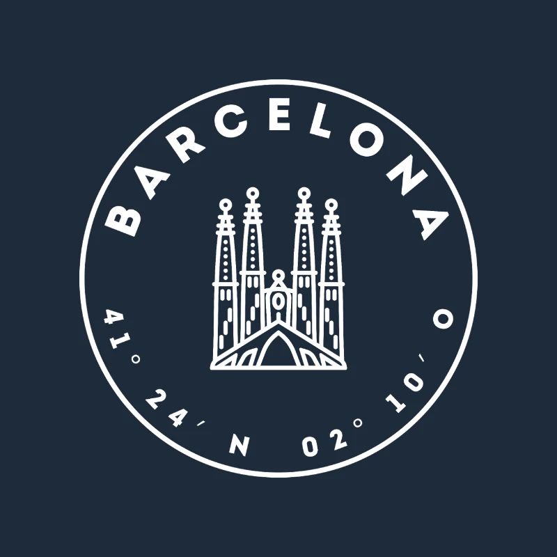 Barcelona with cathedral and coordinates