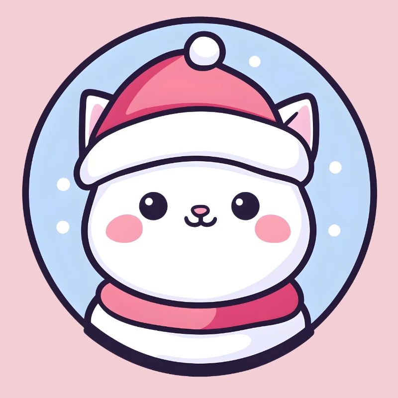 Chat de Noël - Chat blanc mignon