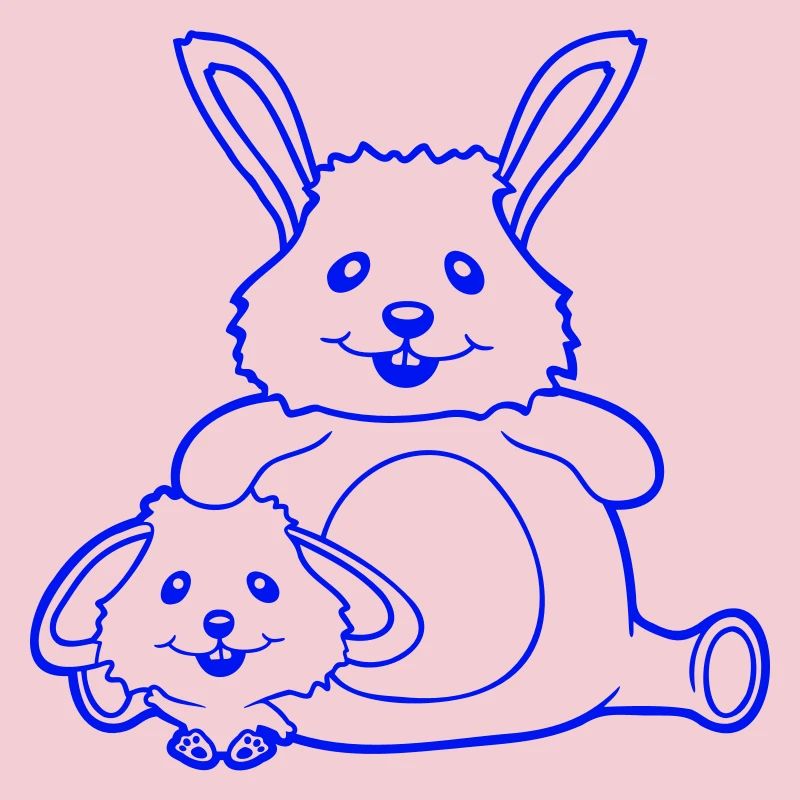 2 Hasen Kind Papa Mama Süß Zwei groß klein dick