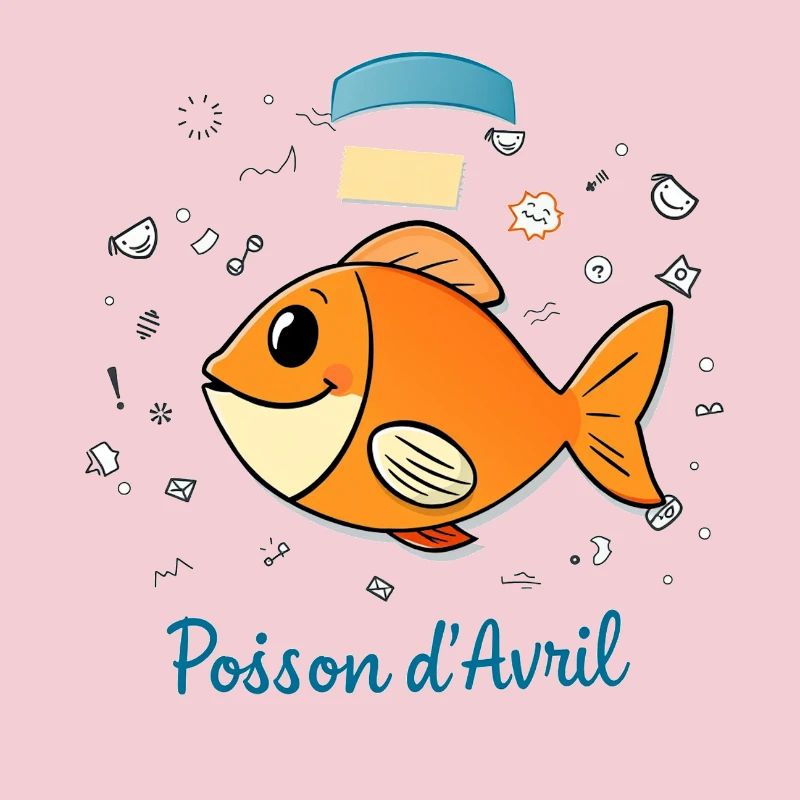 Poisson d’Avril - Orange Cartoon Fish