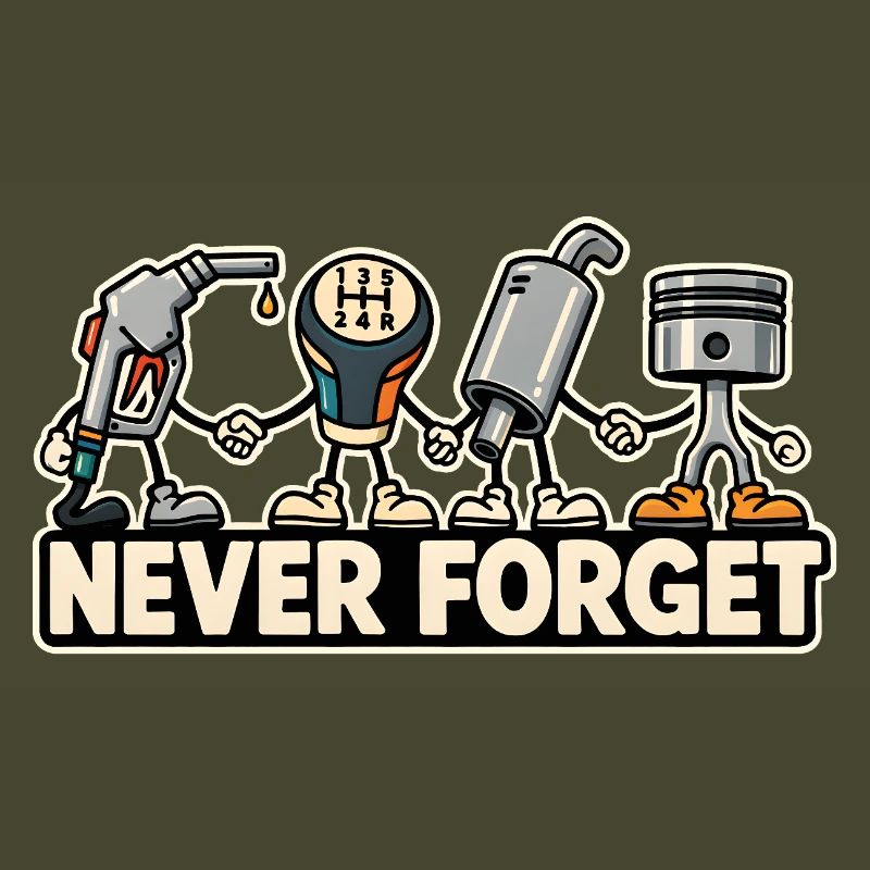 Never Forget – Combustion Engine Car Retro Design