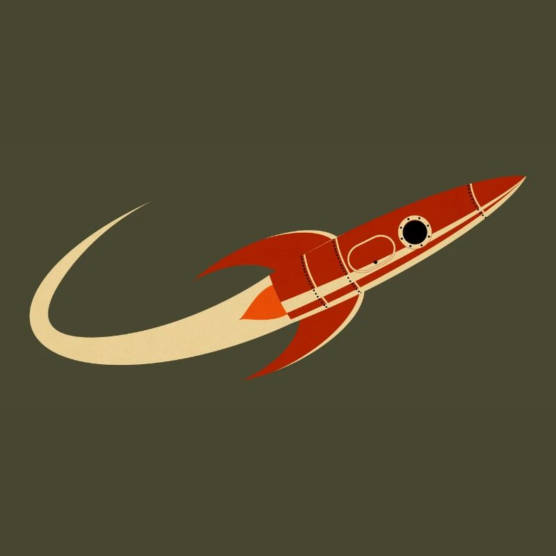 Fusée spatiale rouge