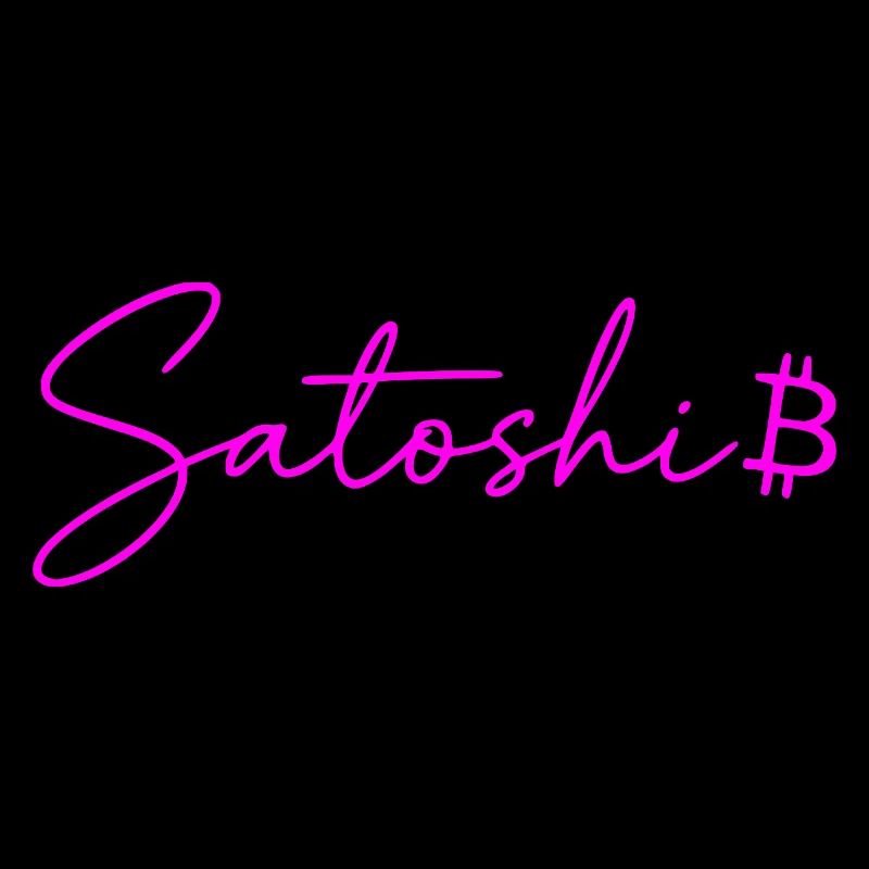 Satoshi Neon Schriftzug Bitcoin Script Pink