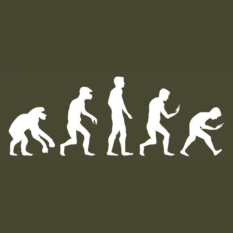Logo drôle de dépendance au téléphone portable de smartphone d’évolution