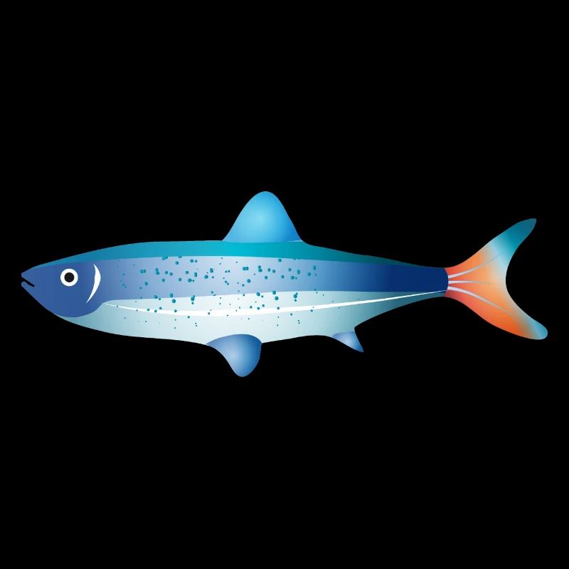 Blue Fish with Gradient and Dots