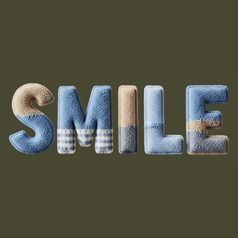 Smile Patchwork Trend Lettering Style Handmade