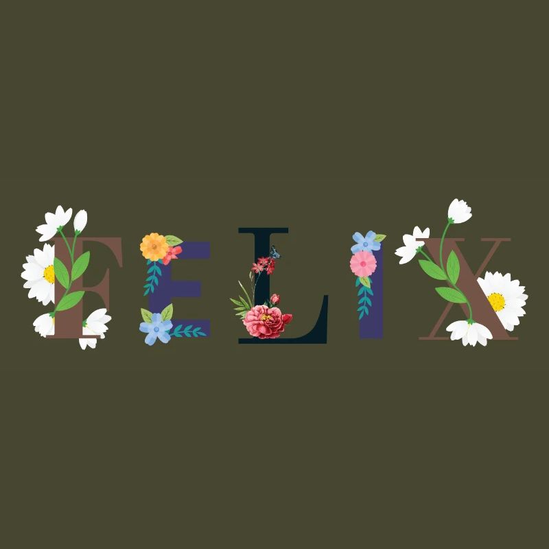 FELIX Name mit Blumen geschmückt