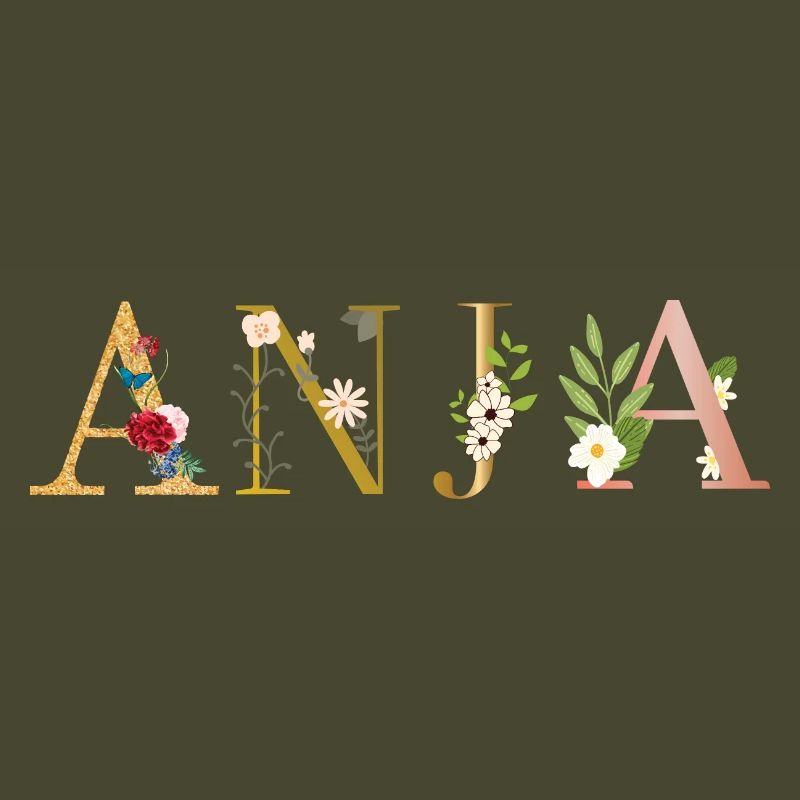 ANJA Nom décoré de fleurs