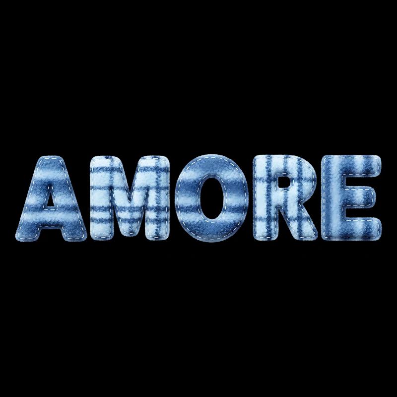Amore Eisblau Schriftzug Patchwork Trend