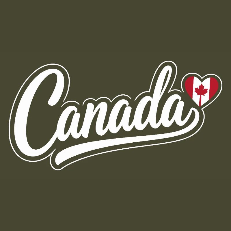 Canada Script with Maple Leaf Heart Fan Patriotic