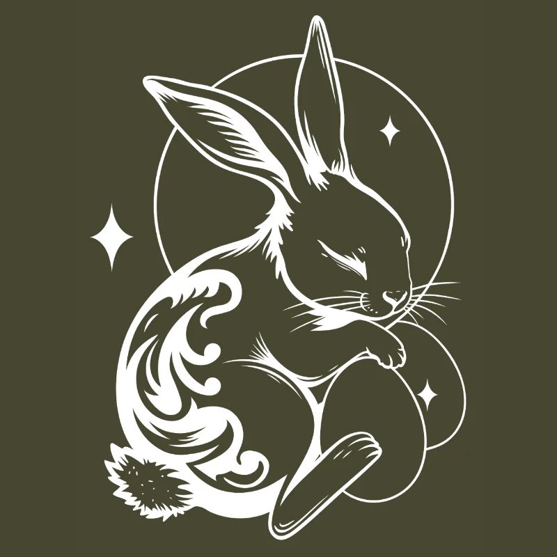 Sleeping Easter Bunny with Tribal and Eggs