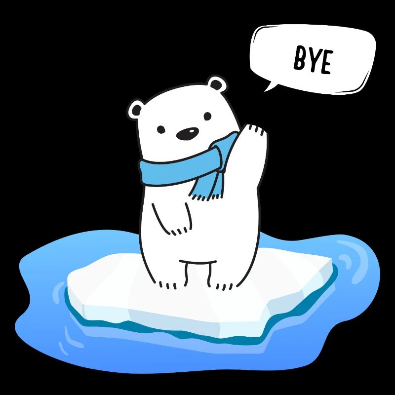 Kleiner Eisbär auf schmelzendem Eis - Bye