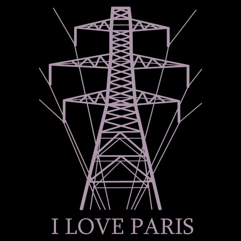 Ironisch Ich liebe Paris Eiffelturm als Strommast