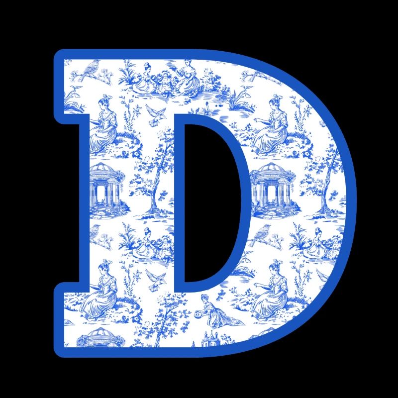 Buchstabe D blaue Chinoiserie