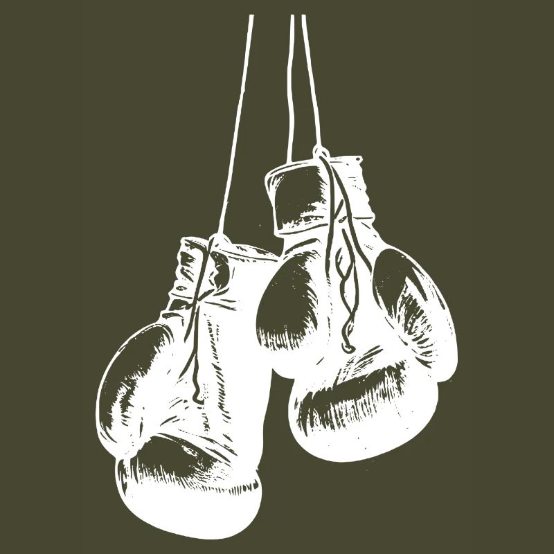 Conception de gants de boxe blancs suspendus. Conception de logo
