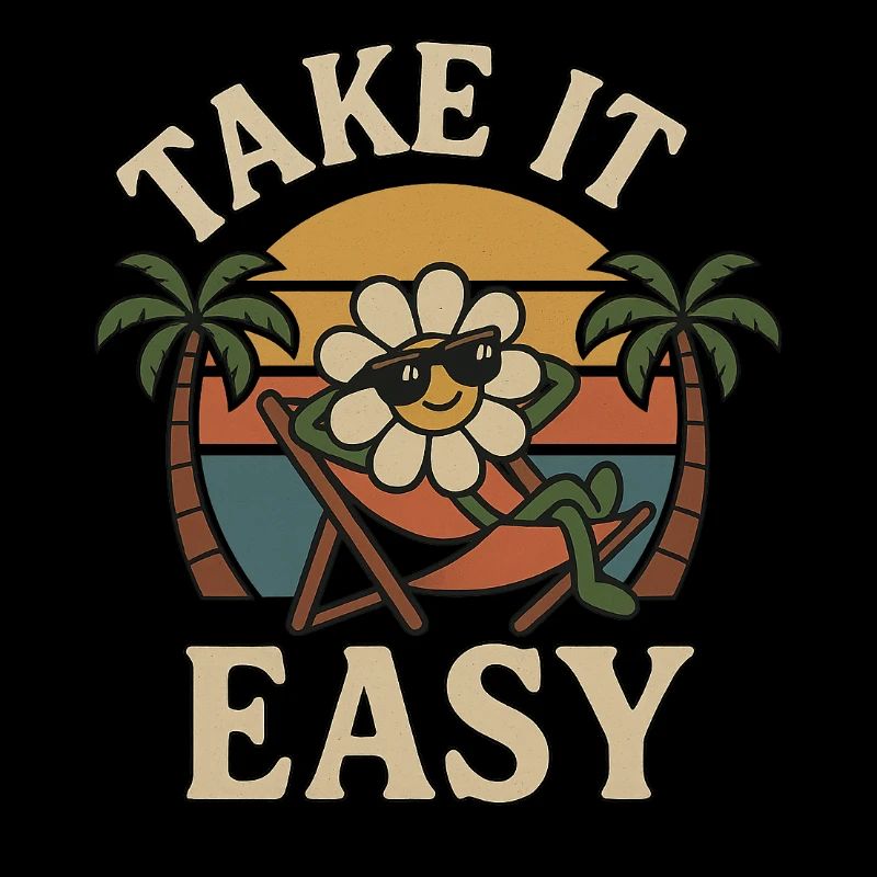Take It Easy - Conception de fleur vintage drôle