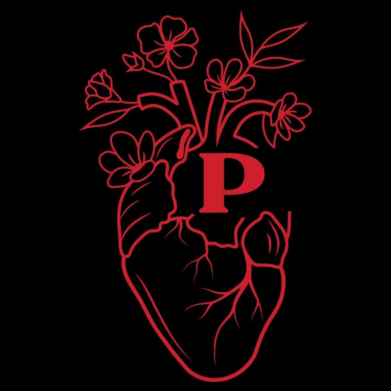 Buchstabe p Herz rot Blumen Anatomie