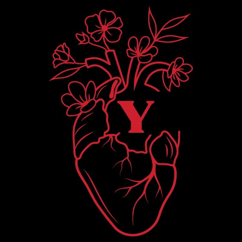 Buchstabe y Herz rote florale Anatomie