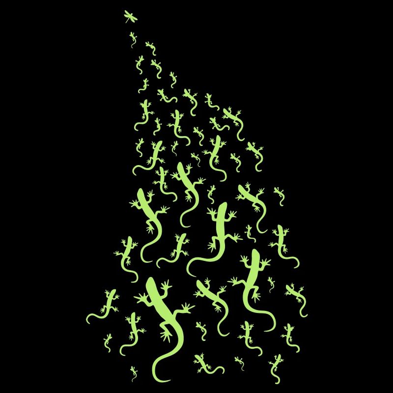 Lizards chasing a dragonfly