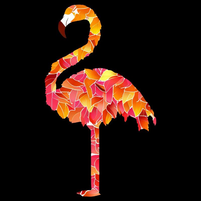 Flamingo from autumn leaves