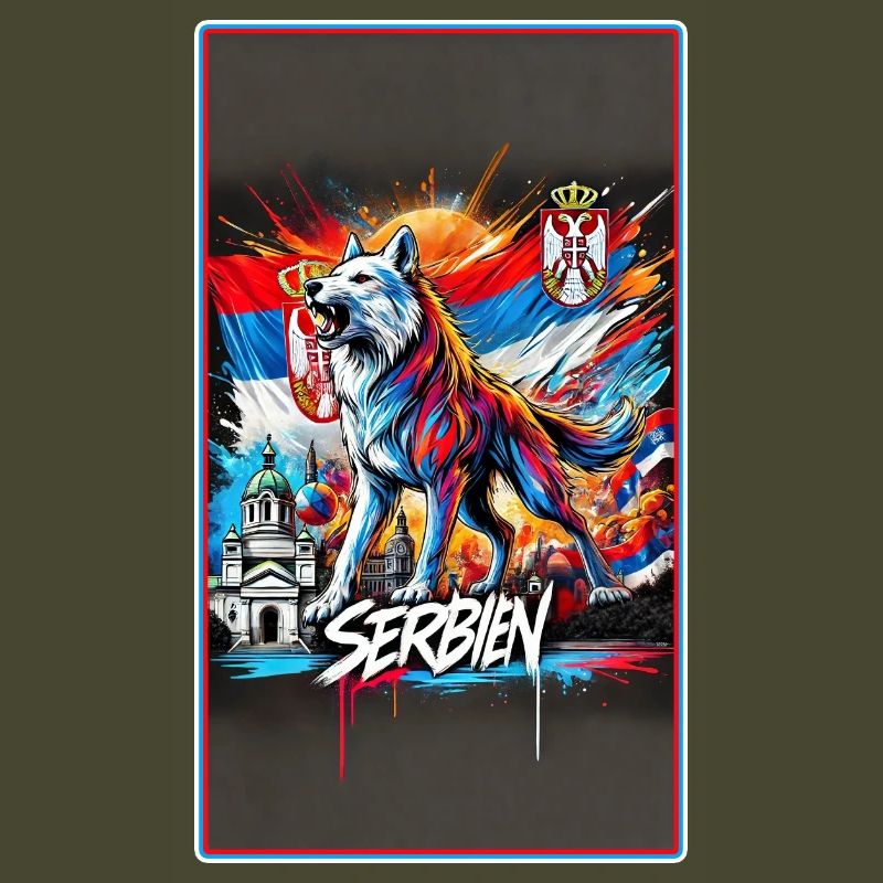 Conception du drapeau national du loup de Serbie