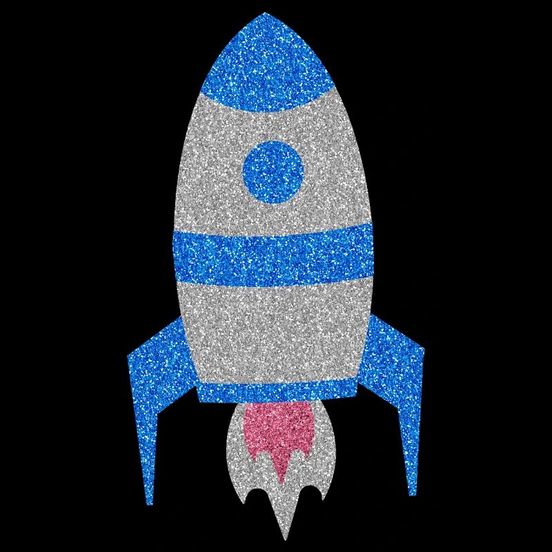 Blue Silver Glitter Space Rocket