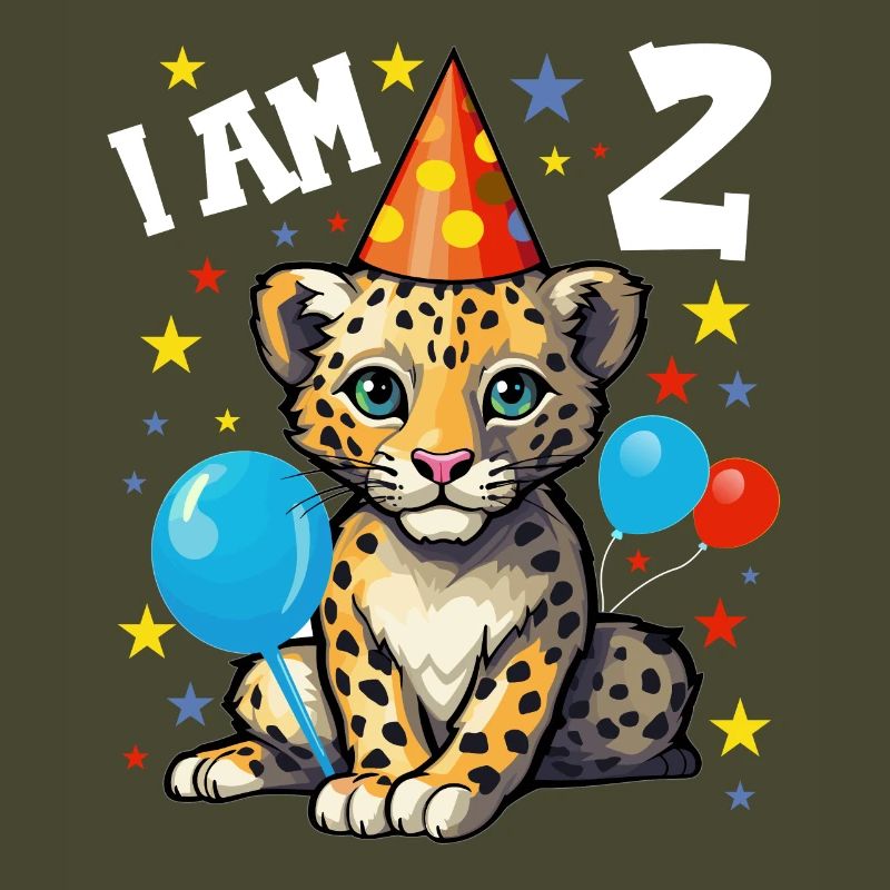 2. Geburtstag Ich bin 2 Jahre alt Leoparde Leopard