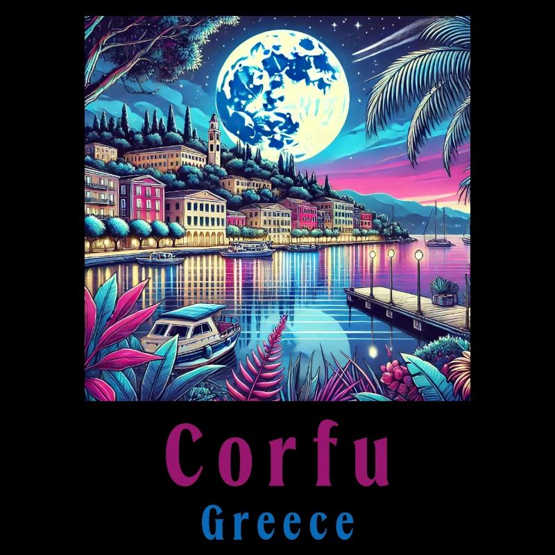 Corfu Greece moonlight design