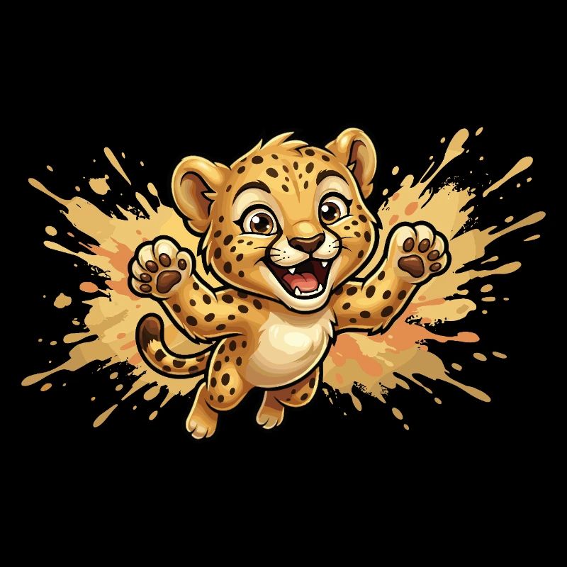 Springender Leopardenjunge
