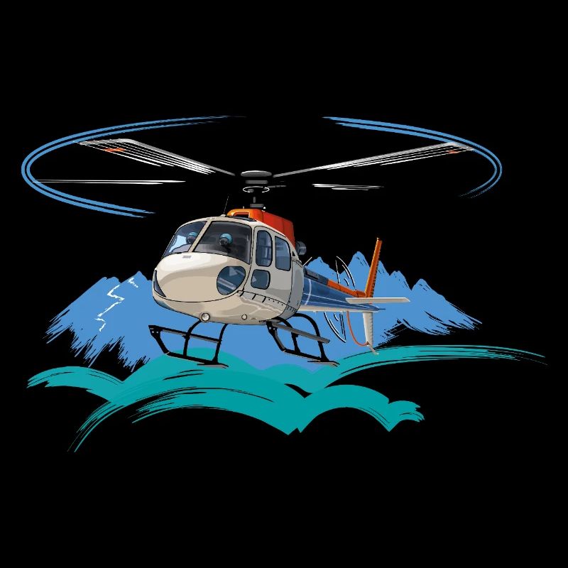 Helicopter approaching the mountains