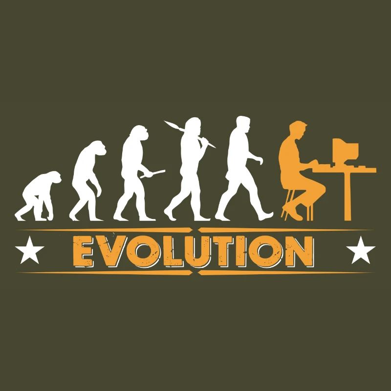 Computer Nerd Evolution - orange/weiss