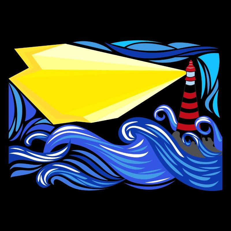 Meer im Sturm mit Leuchtturm