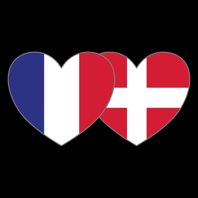 Frankreich Dänemark Flagge Herz